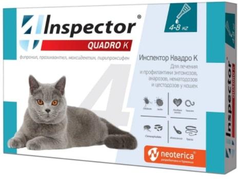 Inspector капли от блох и клещей Quadro К для кошек от 4 до 8 кг